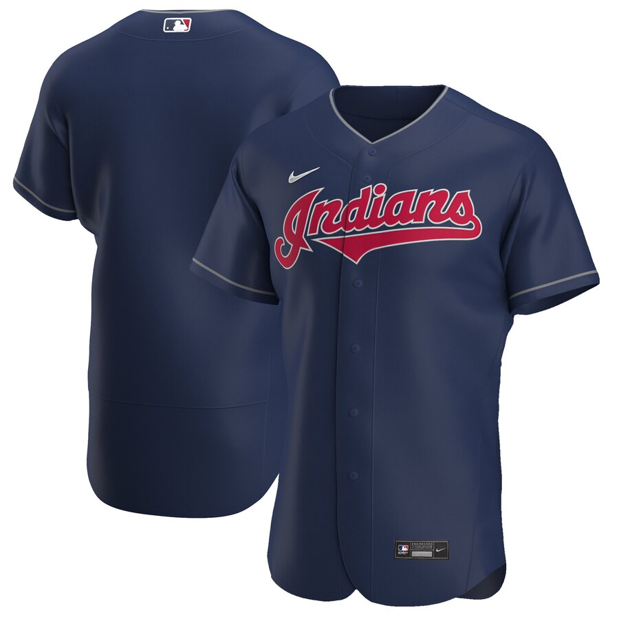 Custom Cleveland Indians Men Nike Navy Alternate 2020 Authentic Team MLB Jersey